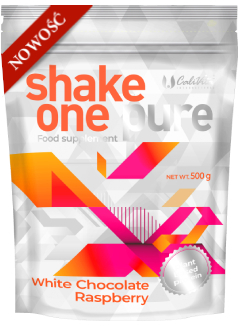 Shake One Pure 500gr - proteinski prah s okusom bijele čokolade i maline, sa šećerom i sladilima